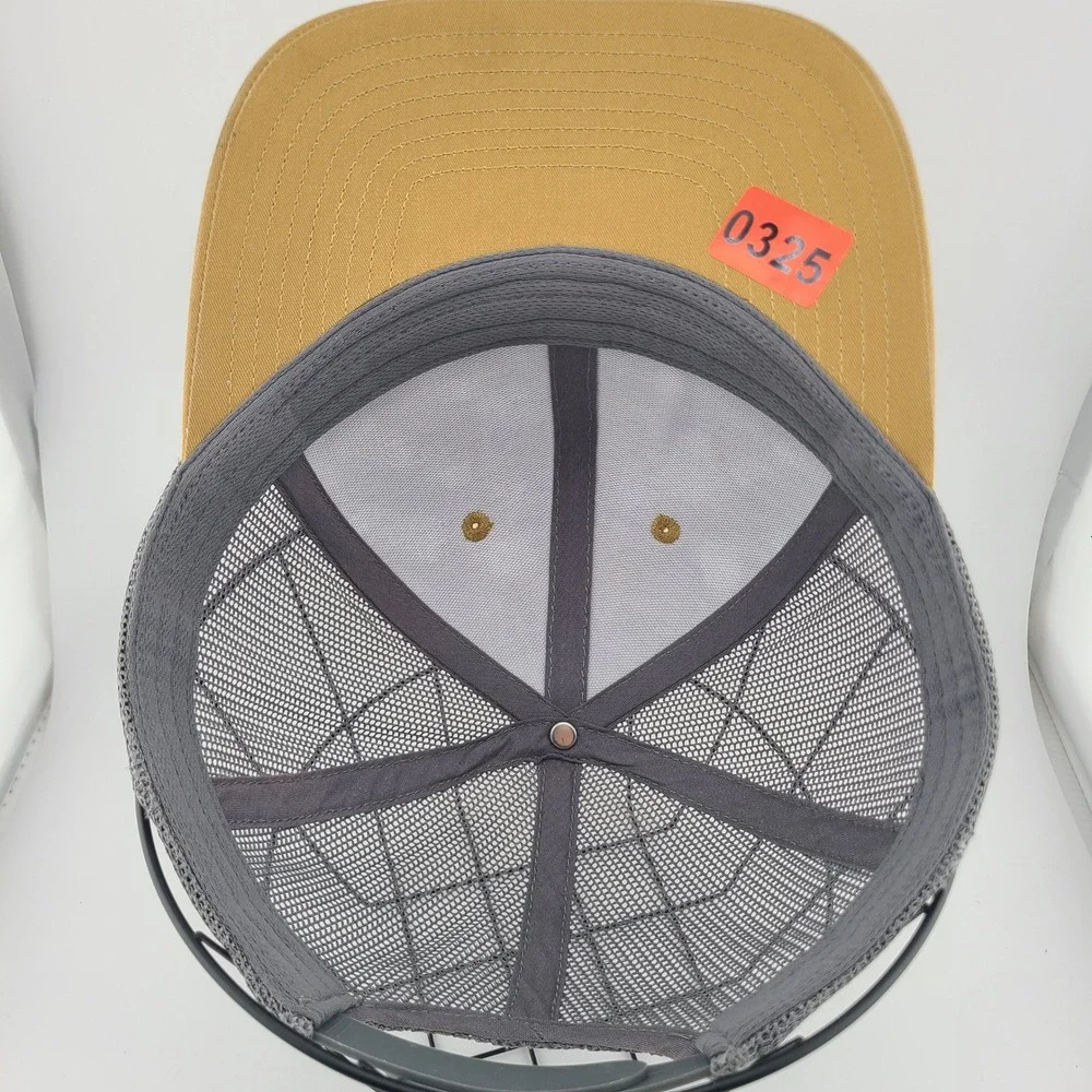 Columbia Trucker Cap Mens Tan Gray Mesh Back Bear Mountain Patch Snapback Hat